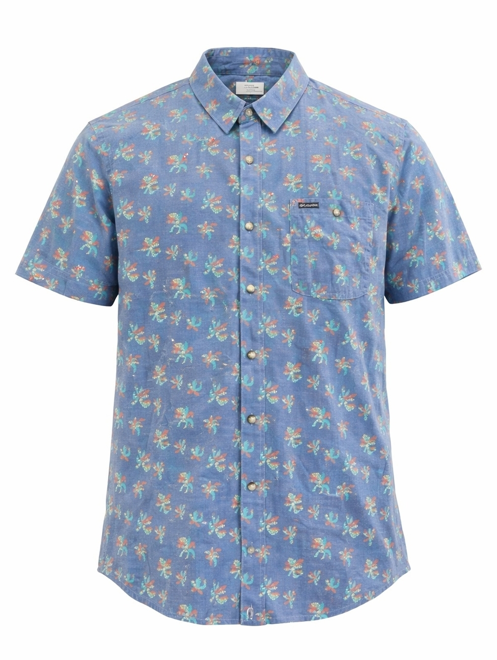 Columbia Button Down Shirt Mens XL Hawaiian Blue Palm Tree Short Sleeve